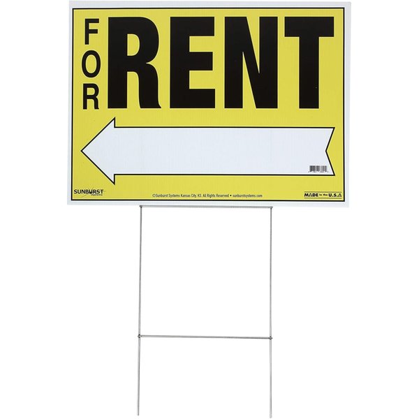 Sunburst Systems Sign For Rent 32 in x22 in Corrugate, 4 Pack PK 3821